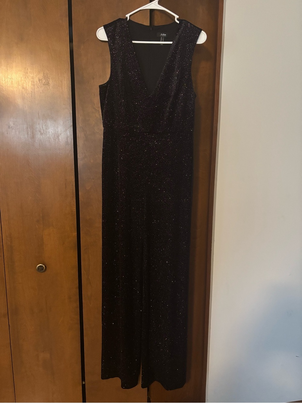Aidan by Aidan Mattox Metallic V-Neck Wide-Leg Jumpsuit